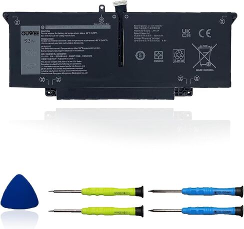 بطارية كمبيوتر محمول OUWEE JHT2H متوافقة مع أجهزة الكمبيوتر المحمول Dell Latitude 7310 7410 Series 04V5X2 0HRGYV Y7HR3 0WY9MP 7.6V 52Wh 6500mAh in Kuwait