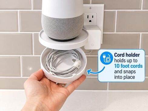 Mount Genie Premium Outlet Shelf for Echo Dot (All Generations) | Echo Show 5 Gen 1 & 2 Swivel Adapter Included | Hidden Cord Storage in Kuwait