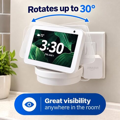 Mount Genie Premium Outlet Shelf for Echo Dot (All Generations) | Echo Show 5 Gen 1 & 2 Swivel Adapter Included | Hidden Cord Storage in Kuwait