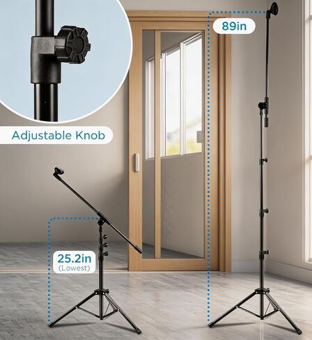 Microphone Stand 2 Pack, Bietrun Tripod Mic Stand Adjustable Boom Height, with Carry Bag & Mic Clips, Detachable Boom Mic Stand for Singing Performance Wedding Stage Church in Kuwait