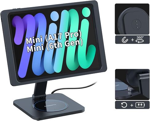 EMONITA Magnetic Stand with Charging Case for iPad 10.2 Inch 7th / 8th / 9th Gen (2021/2020/2019). 18W USB C Fast Charging Cable Included, Foldable L Shape, Strong Magnets, 360 Rotation, 180 Tilt in Kuwait