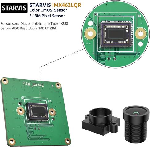 innomaker Raspberry Pi Industrial Camera Module STARVIS IMX462 Color CMOS Sensor 2MP Pixel for All Raspberry Pi,Support Bullseye libcamera and Raspbian Build-in Driver in Kuwait