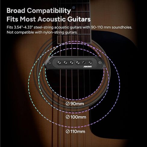 Amumu SP60 Acoustic Guitar Pickup Humbucker Magnetic Passive Soundhole Pickup for Acoustic guitar Black in Kuwait