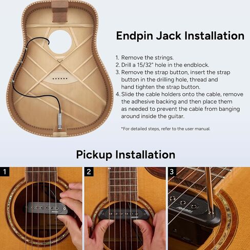 Amumu SP60 Acoustic Guitar Pickup Humbucker Magnetic Passive Soundhole Pickup for Acoustic guitar Black in Kuwait