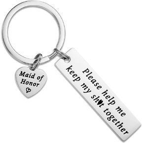 Maid of Honor Keychain Gifts for Women Funny Brides Maids Proposal Braidsmaids Key Ring Set Best Maid of Honor Ever Jewelry Bridesmaid Keychain