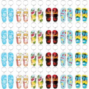 Huquary 24 Pcs Flip Flop Keychains Bulk Fun Key Chains Small 2.36 x 1.18 Inches Hawaii Souvenirs Goody Bag Fillers for Kids Summer Backpack Purse Luggage Birthday Luau Beach Pool Parties