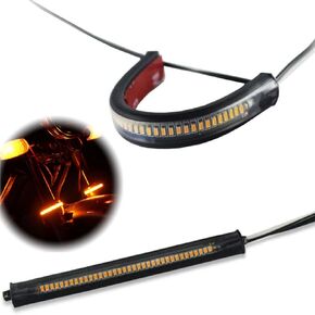GTinthebox 2PC Flexible Amber LED Fork Turn Signal DRL Daytime Running Light Waterproof Adjustable Stips Bars kit Universal Fit Motorcycle Bike