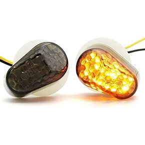 1 Pair Universal Motorcycle LED Flush Mount Turn Signal Light Indicator for Yamaha KLX250 YZ125 KX85 XG250 YZF-R1 YZF-R3 YZF-R6 YZF-R25 SR400 Sport Street Racing Bike (Clear)