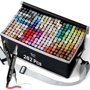 Sayglossy 262 Colors Alcohol Markers Art Markers for Artists Double Tip Markers with Case Brush Alcohol Markers for Adult Painting Supplies Birthday Gift