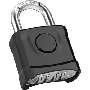 Diyife® قفل مركب عالي التحمل، قفل خارجي كبير [فتح بمفتاح واحد] مقاوم للطقس عالي الأمان، كلمة مرور مخفية وتصميم مضاد للأخطاء مناسب للمرآب والبوابة والحديقة والسياج، أسود