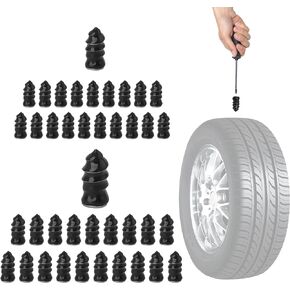 VAKS 40 PCS Tire Plug Kit, Fast and Easy Vacuum Tire Repair Rubber Nail with Screwdriver for Car Motorcycle ATV Tires Puncture Repair (20 S+20 L+ Screwdriver)