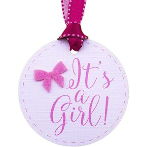 50pcs Round Baby Shower Favor Gift Tags (It's a Girl)