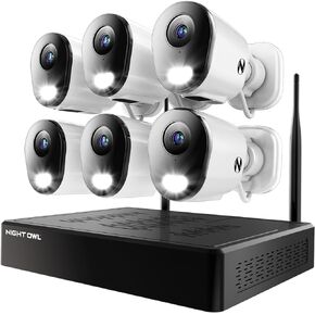 Night Owl 10 Channel Bluetooth Video Home Security Camera System with (6) Plug-in Wi-Fi 4K HD Indoor/Outdoor Spotlight Cameras with 2-Way Audio and 1TB Hard Drive (Expandable up to 10 Cameras)