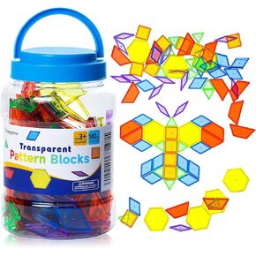 140 Pcs Translucent Pattern Blocks - Educational Light Table Manipulatives and Accessories - Fun and Engaging Geometric Shapes