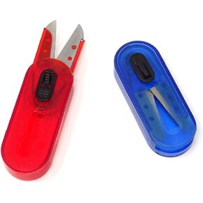 yueton 2pcs Mini Portable Collapsible Scissors Storage Box Cutter with Hussif Outdoor Travel Cutting Sewing Tool for Paper, Thin Thread, Fishing Line Assorted Colors