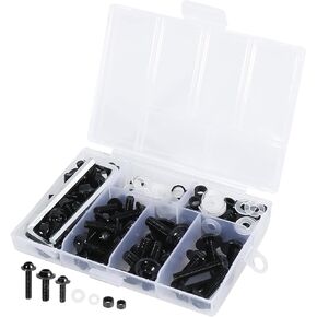 158pcs Universal Motorcycle Windscreen Fairing Bolts Bodywork Screws Black