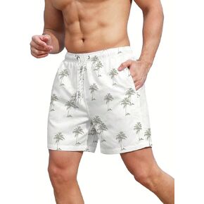 SweatyRocks Men's Drawstring Waist Graphic Pattern Shorts Summer Beach Swim Trunks with Pockets