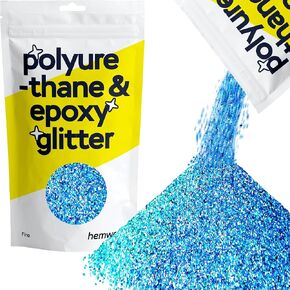 Hemway Polyurethane & Epoxy Resin Glitter 100g / 3.5oz Metallic Crystal Flake Additive for Flooring Jewelry Tumblers Glass Pigment - Fine (1/64" 0.015" 0.4mm) - Ocean Blue Holographic