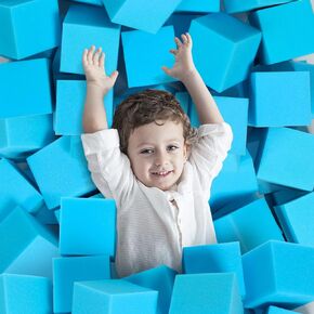 Foam Blocks, 24 PCS 5 Inches Foam Pit Cubes Gymnastics Foam Blocks Trampoline Blocks, Foam Padding for Freerunning, Parkour Courses, Skateboard Parks, BMX - Dark Grey & Pink