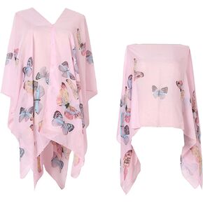 Women's Chiffon Scarf Shawl Butterfly Printed Cape Scarves Wraps Bikini Swimsuit Cover Up Beachwear