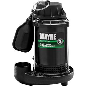 Wayne 57603-WYN1 1/2HP SUB CDT50 1/2 مضخة غاطسة من الحديد الزهر مع مفتاح تعويم حبل، 0.5 حصان، أسود
