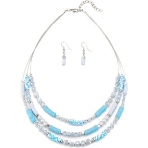 Errally Layered Clay Bead Necklaces for Women Boho Beaded Statement Necklace Costume Jewelry Sets for Women Mothers Day Gifts