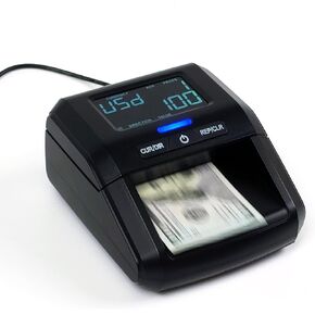 Counterfeit Bill Money Detector Machine with LCD Display, Portable Compact USD/EUR/GBP/MXN, Adding Machine, Total Value & Add Function, Power Cord & Rechargeable Battery, by Better Office Products