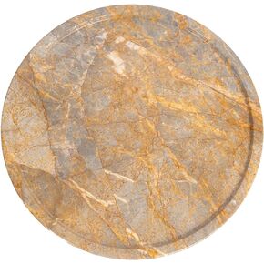 MIDUSO Luxurious Round Marble Tray, 12x12x0.8 inches, Yellow, Natural Stone Bathroom Kitchen Decor Tray