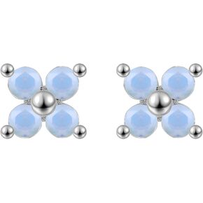 Dainty Opal Flower Earrings For Women Girl 925 Sterling Silver Stud Earring Clover Earrings Jewelry Christmas Gift