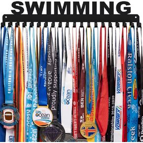 Swimming Medal Hanger Display Medal Holder Hanger Display Rack Frame with 20PCS Hanging Hooks Upgraded Extension Hooks Easy Install Easy to Use Swimming Medal Display Rack