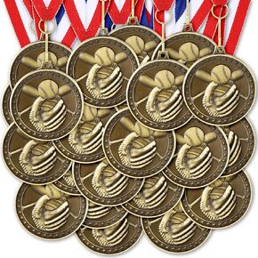 60 Pcs Award Medals Bulk Bronze Sports Trophies with Neck Ribbons 2 Inch Winner Track Cheer Medals for Sports Party Supplies School Games Competition Teams Prize Gift