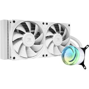 iBUYPOWER AW4 240mm Radiator CPU AIO Liquid Cooler, 2X 120mm Core Fans, RGB Display, Fan Speed 700-2000 RPM, Airflow Volume 65 CFM, Intel 1700/1150/1151, AMD AM5/AM4 - White