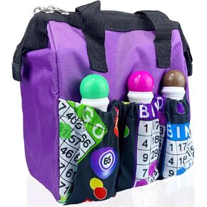 حقيبة بينجو داوبر حقائب بينجو مع جيوب على إكسسوارات بينجو للنساء لحمل حقيبة تخزين هدايا لمحبي ألعاب بينجو، حقيبة حمل لعلامات البنجو (أرجواني) in Kuwait