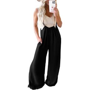 DOBULO Jumpsuits for Women Summer Dressy Suspender Overalls for Women Loose Fit Sleeveless Wide Leg Baggy Jumpsuits 2023 in Kuwait
