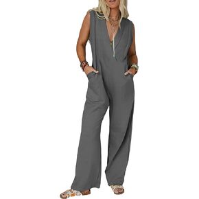 فيونا جولين جمبسوت كاجوال بدون أكمام للنساء صيفي فضفاض، ملابس فضفاضة مثيرة، قطعة واحدة in Kuwait