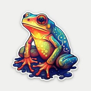3D Realistic Colorful Frog Unique Vinyl Decal Waterproof Sticker for Laptop, Guitar, Skateboard, Luggage, Water Bottle, Car Bumper 5-inch (Design 1)