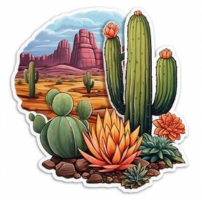 Desert Cactus Adventure Lover Vinyl Decal Waterproof Sticker For Car bike, SUV, Truck Helmet, Laptop, Water Bottle, Notebook, Window, Bumper Sticker 5-inch(Design 1)