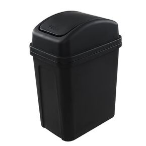 Fiazony 1-Pack 2 Gallon Plastic Small Swing Garbage Bin, Swing Lid Trash Bins, Black
