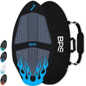 BPS New Zealand ‘Flame’ - High Performance Wooden Skimboard with Padded Carry Bag Made from Recycled Plastics – Performance Skimboard with custom traction pads for kids or adults, choose from 4 colors
