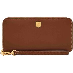 Fossil Women's Lennox Leather Zip Around Clutch Wallet, Medium Brown (Model: SL10037200)