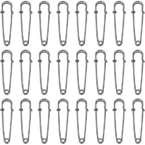 MECCANIXITY Large Safety Pins 50mm / 2 Inch Metal Giant Sewing Safety Pins Clips for Women Clothing Dress Pants Trousers Skirt Waist, Rainbow, 24pcs