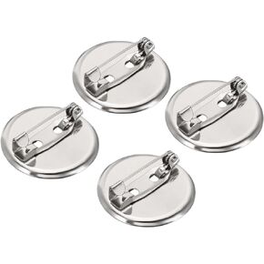 MECCANIXITY 150Pcs Brooch Clasp Pins Disc Base 35mm Blank Trays for ID Badges Name Cards Tags DIY Craft, Silver Tone