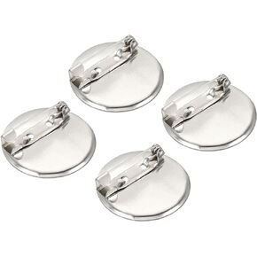 MECCANIXITY 150Pcs Brooch Clasp Pins Disc Base 35mm Blank Trays for ID Badges Name Cards Tags DIY Craft, Silver Tone