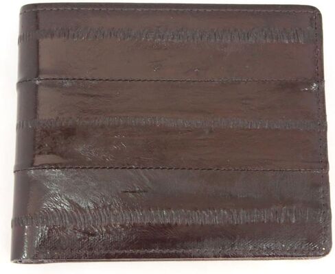 Genuine Eel Skin Leather ID Window Billfold Wallet Men's Standard Purse Black in Saudi Arabia