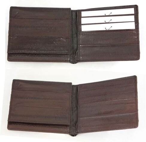 Genuine Eel Skin Leather ID Window Billfold Wallet Men's Standard Purse Black in Saudi Arabia