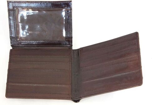 Genuine Eel Skin Leather ID Window Billfold Wallet Men's Standard Purse Black in Saudi Arabia
