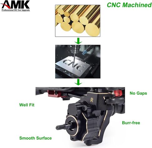 1.3 رطل AMK TRX4 طقم نحاسي طلاء أسود غطاء مختلف C-Hub TRX6 بوابة الإسكان مفاصل التوجيه أوزان المحور الأمامي مع قرص الفرامل لترقيات 1/10 RC الزاحف TRX4 (أمامي + خلفي) in Saudi Arabia