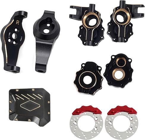 1.3 رطل AMK TRX4 طقم نحاسي طلاء أسود غطاء مختلف C-Hub TRX6 بوابة الإسكان مفاصل التوجيه أوزان المحور الأمامي مع قرص الفرامل لترقيات 1/10 RC الزاحف TRX4 (أمامي + خلفي) in Saudi Arabia