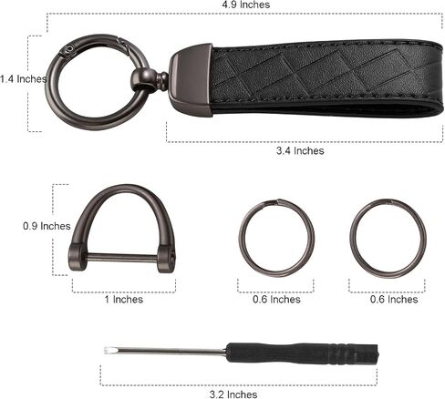 Handlive 2 Pack Leather Keychains, Car Key chains for women men, Key Fob Holder with Keyrings, Anti-Lost D-Ring in Saudi Arabia