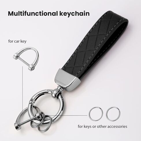 Handlive 2 Pack Leather Keychains, Car Key chains for women men, Key Fob Holder with Keyrings, Anti-Lost D-Ring in Saudi Arabia